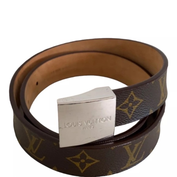SOLD❤️LOUIS VUITTON❤️ Brown Monogram Canvas Ceinture Silver Buckle Belt - Picture 4 of 15